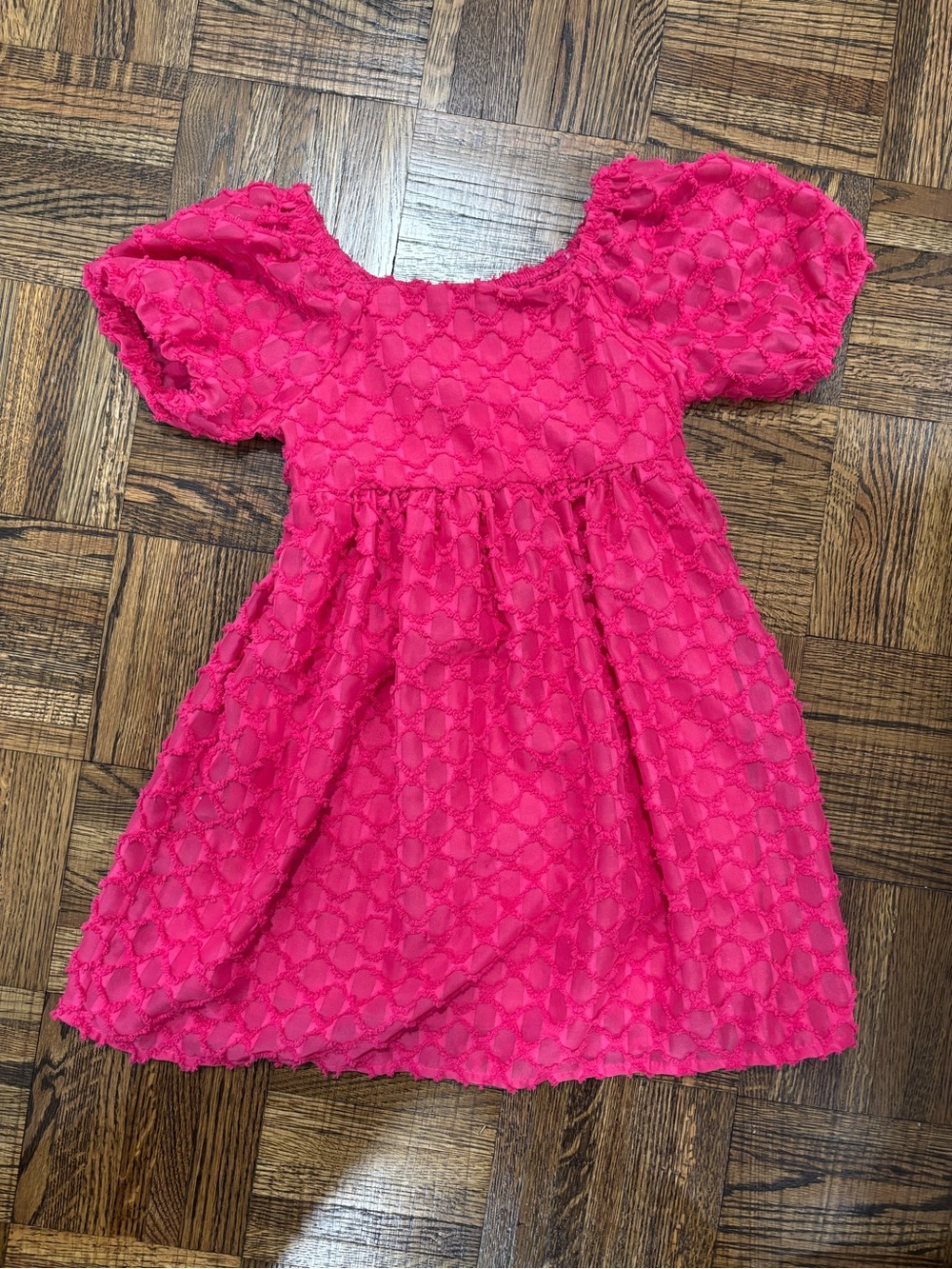 Speechless Hot Pink Puff Sleeve Textured Dress
